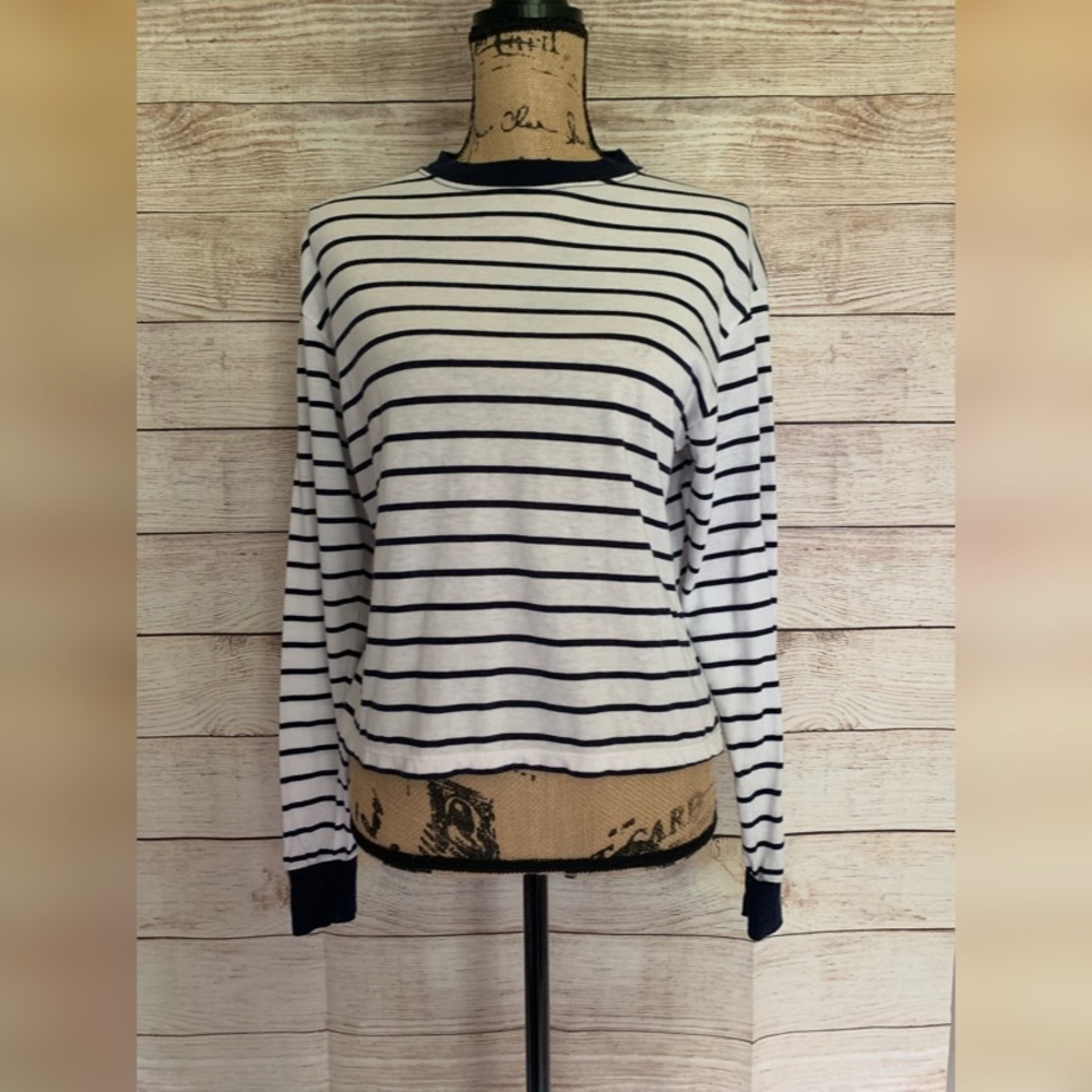 Navy & White Brandy Melville long sleeve tee